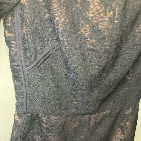 J. Mendel, Navy & Rose Gold Metal Chenille Jacquard Off Shoulder Dress Women’s 8 - Picture 13 of 15